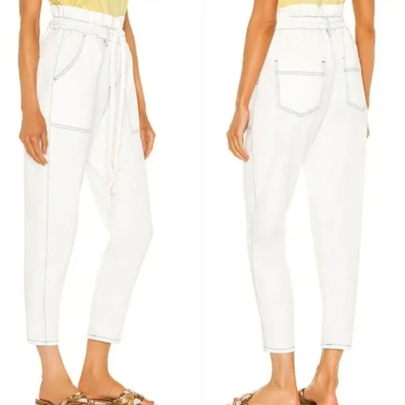 Something Navy Pants - Something Navy White Harlow Paperbag Rope Tie Belt Pants Size 0